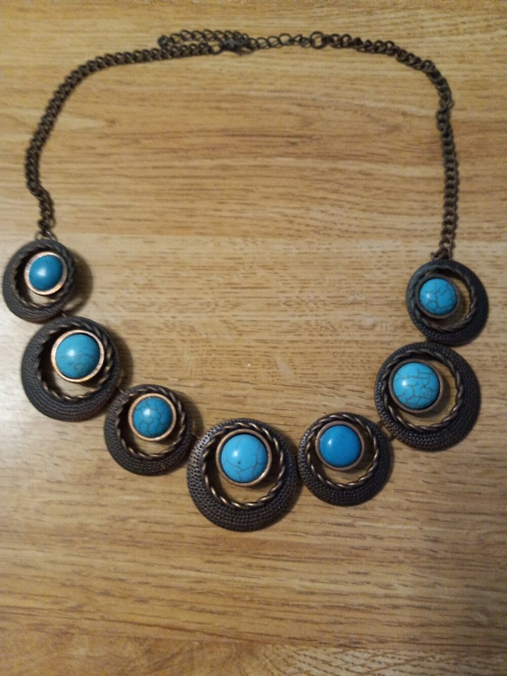 VINTAGE Southwestern Copper w Faux Turquoise Necklace